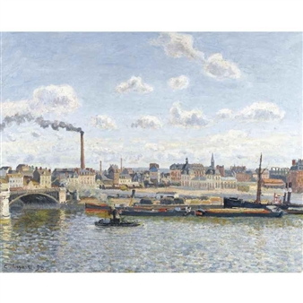 LE PONT BOIELDIEU ET LA GARE D'ORLÉANS, ROUEN, SOLEIL - Camille Pissarro