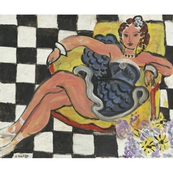 DANSEUSE DANS LE FAUTEUIL, SOL EN DAMIER - Henri Matisse