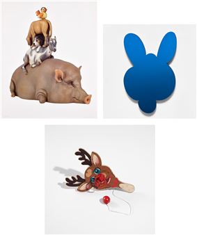 Stacked; Kangaroo Mirror Box (Blue); and Paddle Ball Game - Jeff Koons