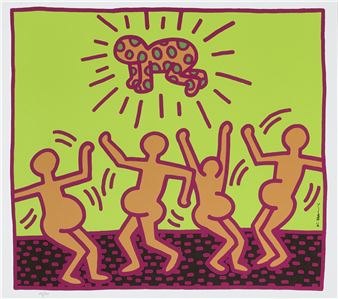 Lot of two screenprints: Fertility # - Keith Haring