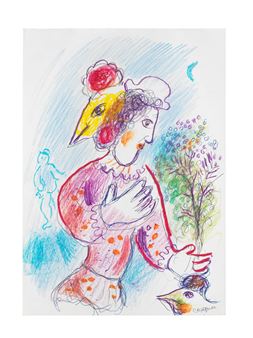 Clown-coq à la branche - Marc Chagall