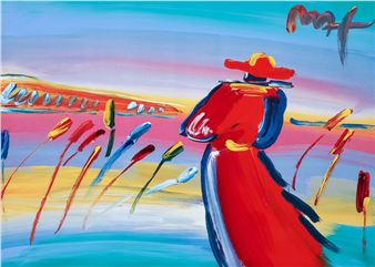 Peter Max Walking in Reeds Mixed Media Ptg 1999 - Peter Max