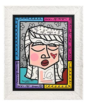 Romero Britto (Born 1963) "American Girl Sweet Magic" Unique Mixed Media on Canvas - Romero Britto